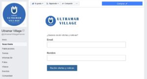Integración de Mailchimp en la página de Facebook (Ejemplo de UltramarVillage.com)